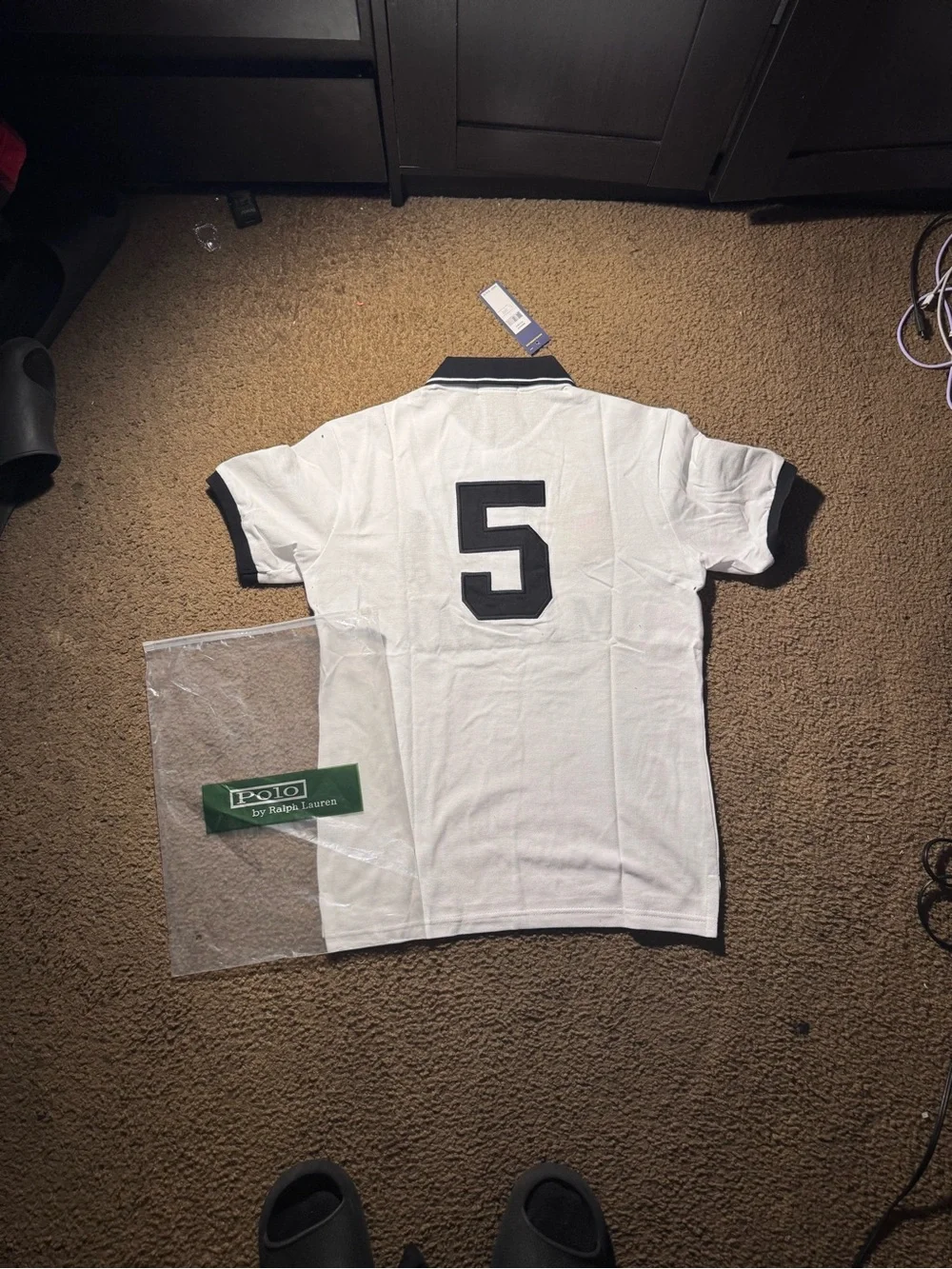 Ralph Lauren White Polo Shirt with Black Accents - MIAMI Crest